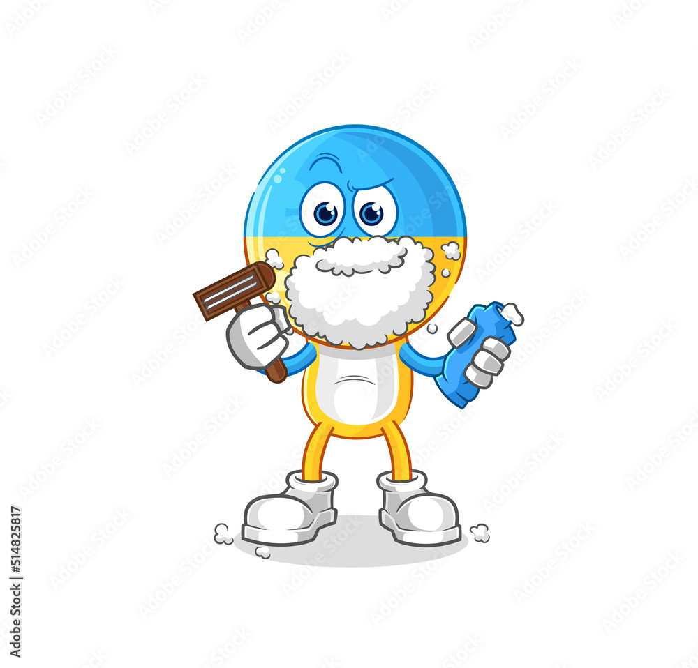 Fototapeta premium ukraine flag head shave facial hair vector. cartoon character