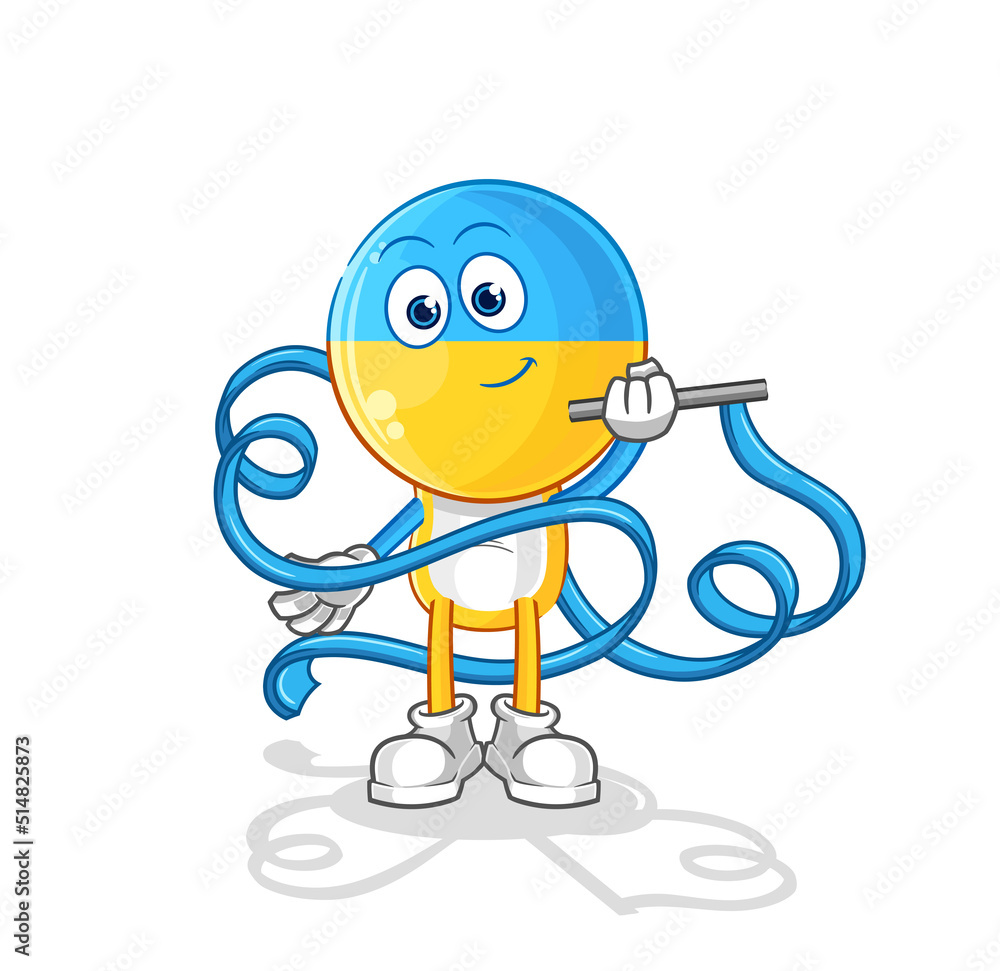 Fototapeta premium ukraine flag head Rhythmic Gymnastics mascot. cartoon vector