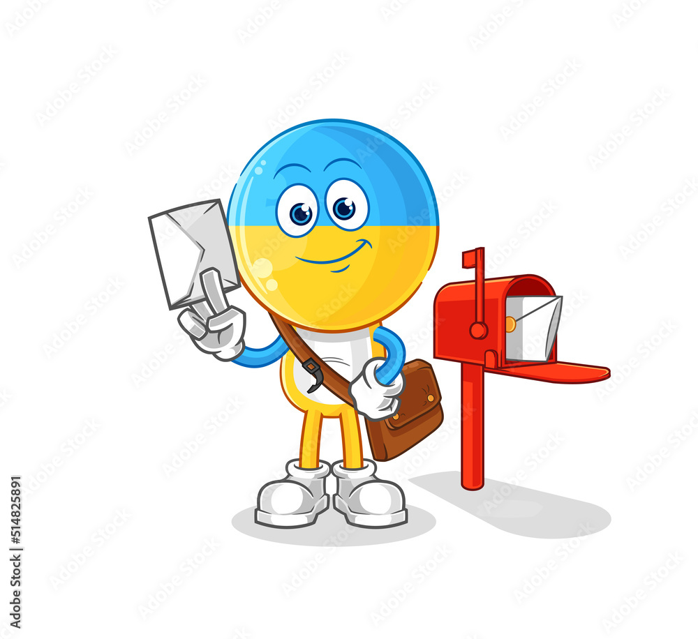 ukraine flag head postman vector. cartoon character