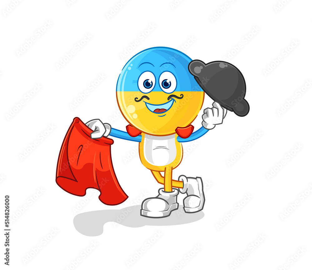Obraz premium ukraine flag head matador with red cloth illustration. character vector