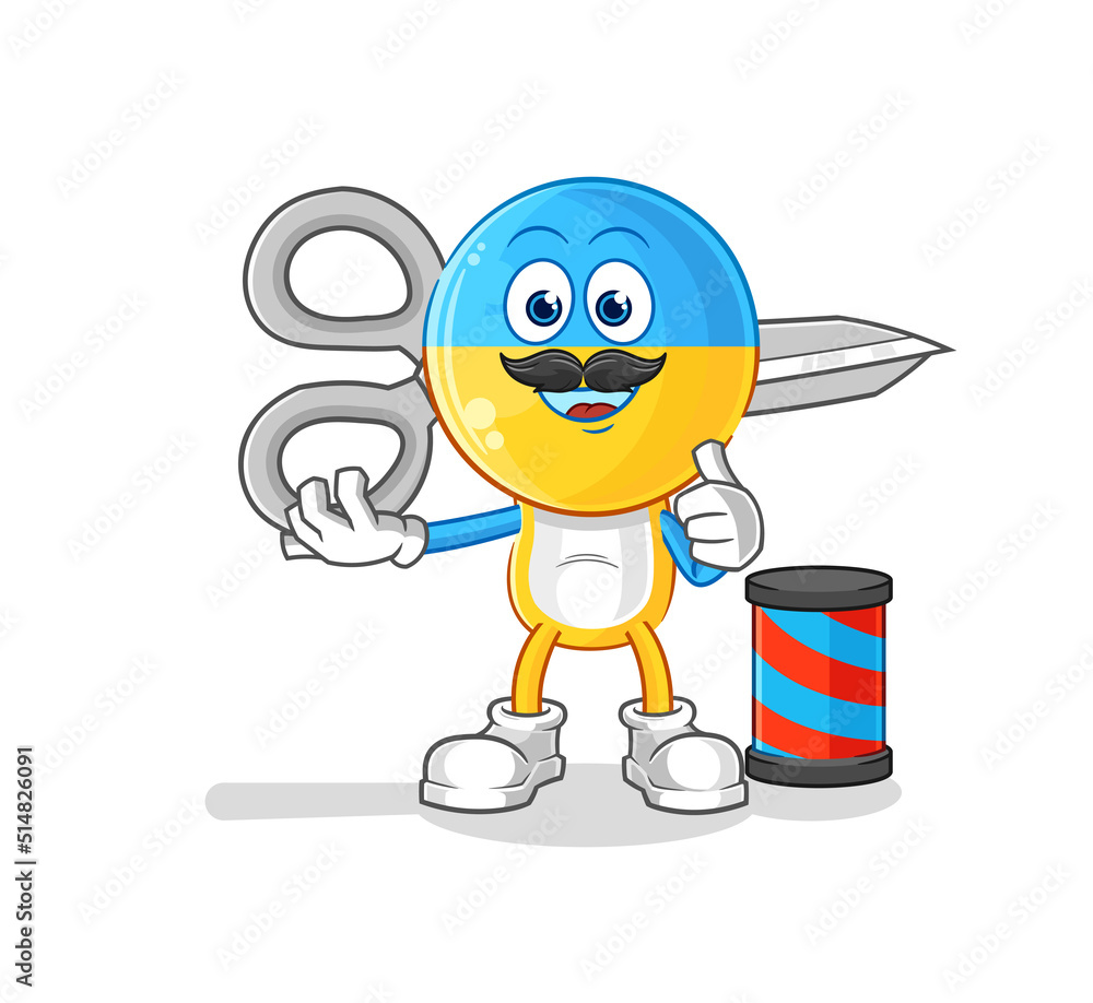 ukraine flag head barber cartoon. cartoon mascot vector