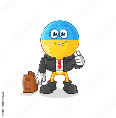 ukraine flag head office worker mascot. cartoon vector
