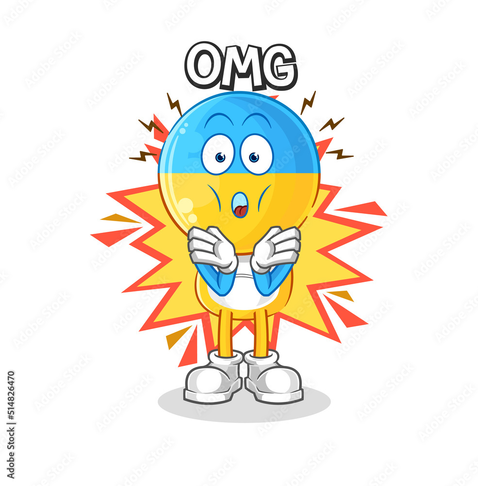 Naklejka premium ukraine flag head Oh my God vector. cartoon character