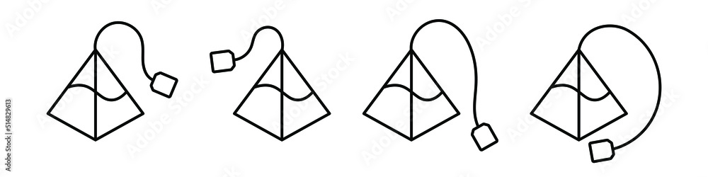 Pyramid tea bag line icon. Triangle paper tea bag on white background. Pyramid tea bag line icon. Triangle paper tea bag on white background.