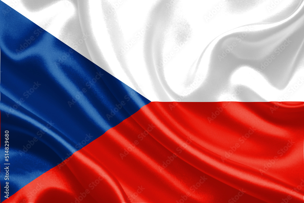 Naklejka premium 3d illustration Czech flag on satin texture with waving flag