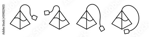 Pyramid tea bag line icon. Triangle paper tea bag on white background.
