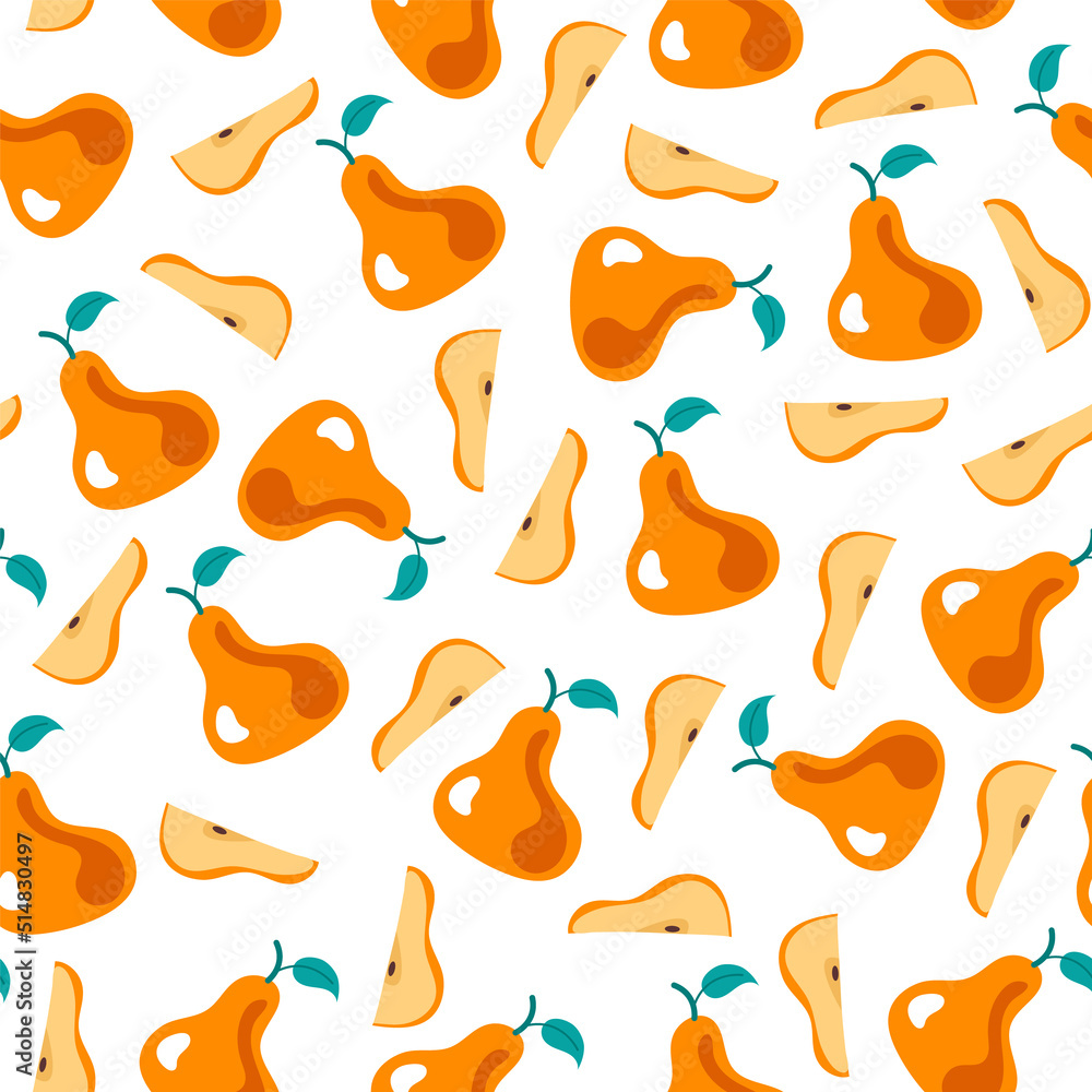 Pear cover wrapping seamless pattern design element. Vector flat cartoon illustration Pear cover wrapping seamless pattern design element. Vector flat cartoon illustration
