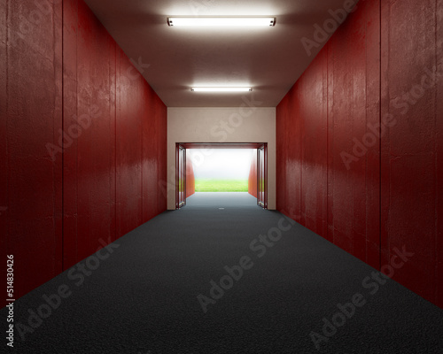 Red Sports Stadium Tunnel Entrance