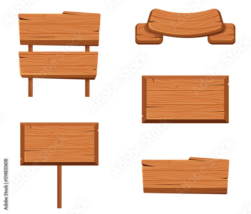 Wooden boards isolated set. Vector design element cartoon illustration
