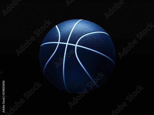 3D rendering of basketball ball against black background. Graphical element with abstract concept of sport equipment © Martin Piechotta