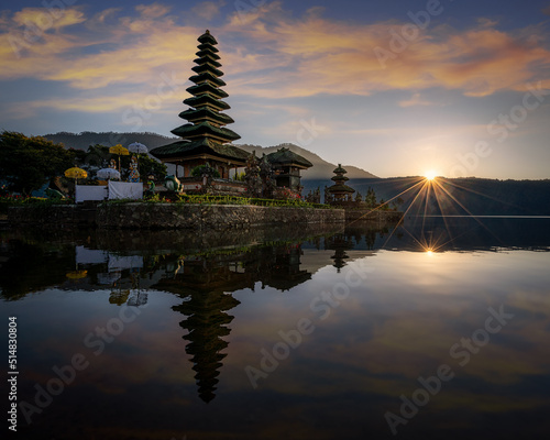 sunrise at traditional balinese temple