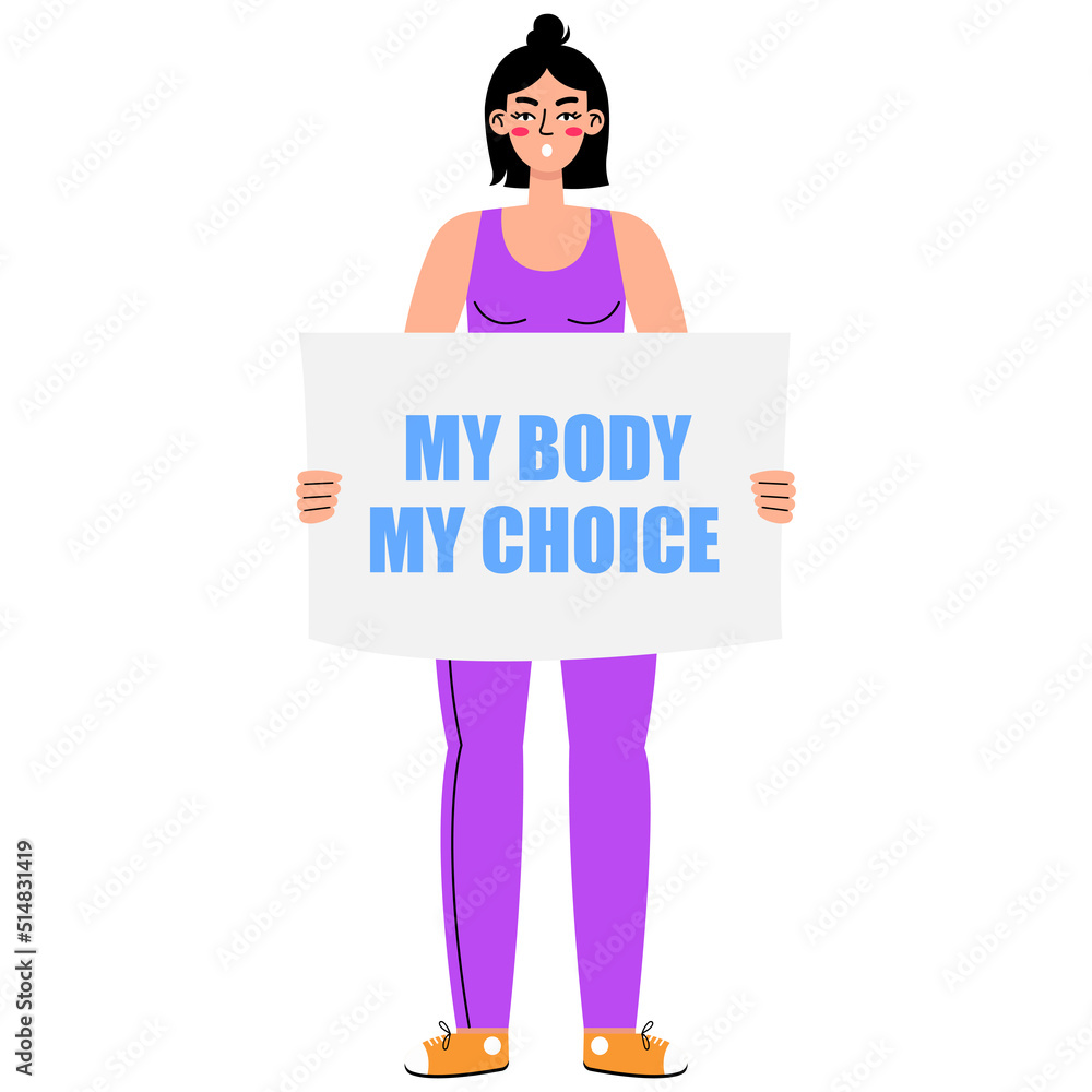 Women's protest. Woman holding signs Women's protest. Woman holding signs