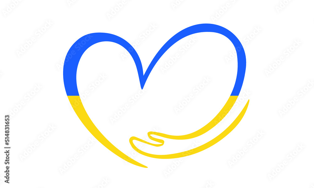 Heart in colors of Ukrainian flag on white background. Illustration Heart in colors of Ukrainian flag on white background. Illustration