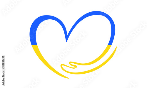 Heart in colors of Ukrainian flag on white background. Illustration