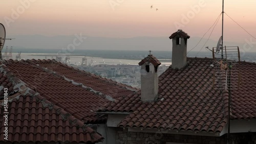 Wallpaper Mural Sunset at Thessaloniki, view from tile roofs. Torontodigital.ca