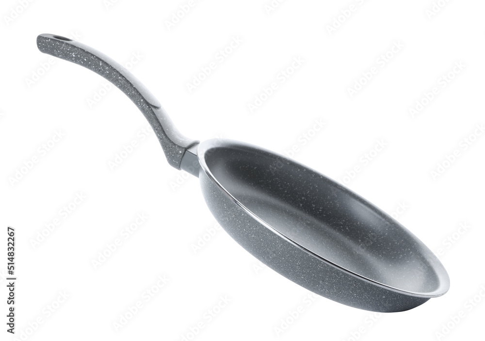 New non-stick frying pan isolated on white New non-stick frying pan isolated on white