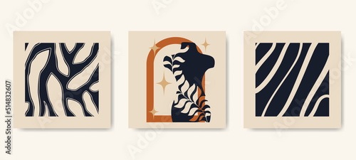 Set of minimalist abstract aesthetic illustrations.