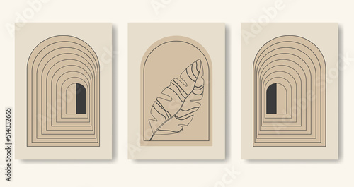 Set of minimalistic geometric illustrations. Modern style wall decor.