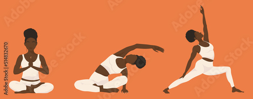 Yoga positions for carousel or advertisment. Yoga relax and training classes.