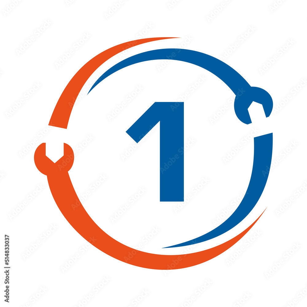 Letter 1 Repair Logo. Home Services Tool, Car Repair Logo Template For Business, Company and Construction Industry Letter 1 Repair Logo. Home Services Tool, Car Repair Logo Template For Business, Company and Construction Industry