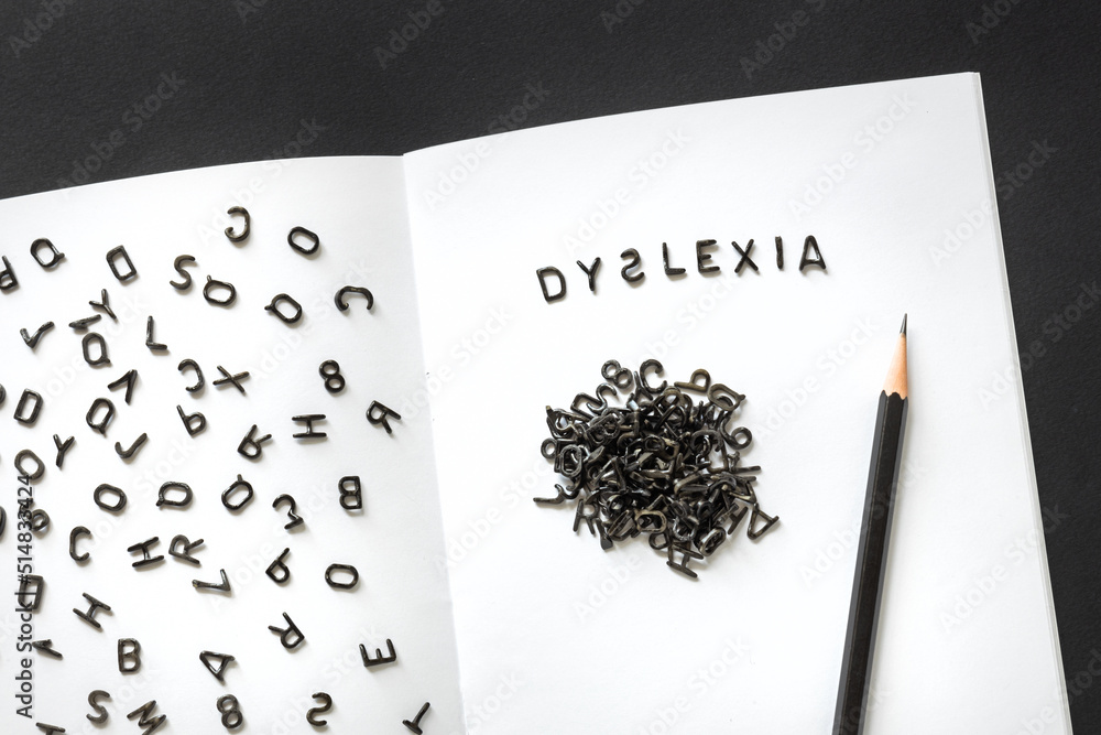dyslexia word with inverted letters - obrazy, fototapety, plakaty 