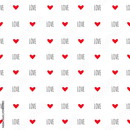 Pattern with red hearts.Love.Valentine's Day.Isolated on white.Vector illustration
