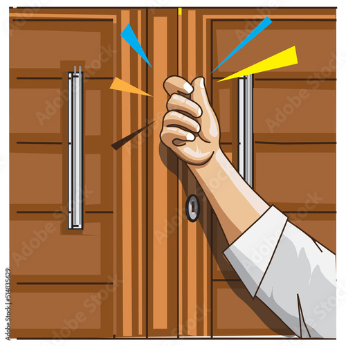 hand is knocking on the door

