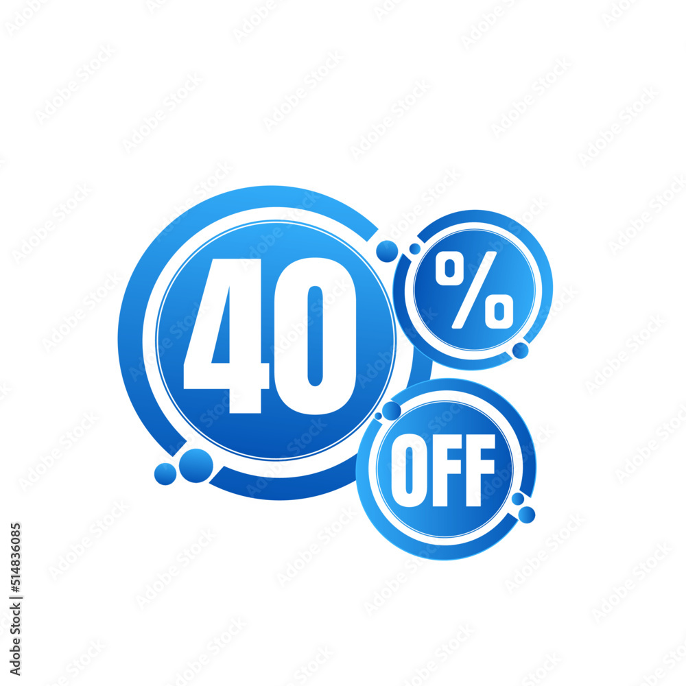 40% percent off ( OFFER), blue 3D icon design, with lots of super sale discount details. vector illustration, Forty 
