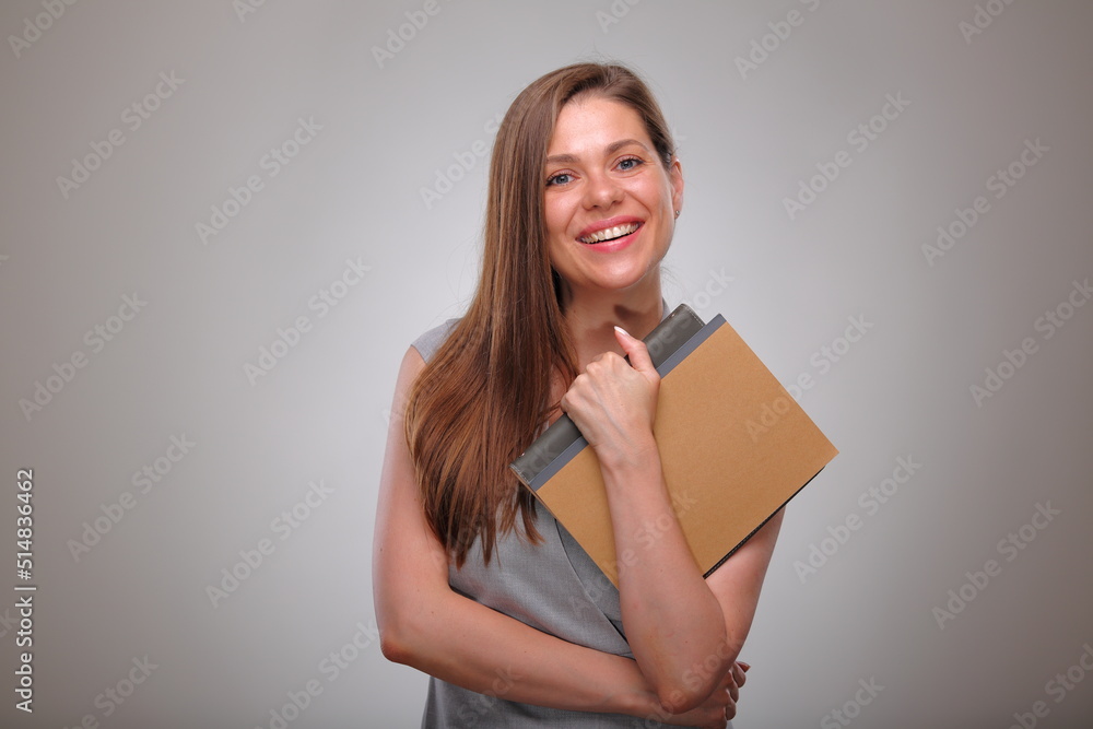 teacher or adult student, Isolated business woman portrait, laughing female business person with mouth open teacher or adult student, Isolated business woman portrait, laughing female business person with mouth open