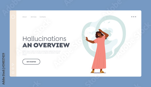 Hallucinations and Overview Landing Page Template. Schizophrenia Mental Disorder, Dissociative Identity Mental Disease