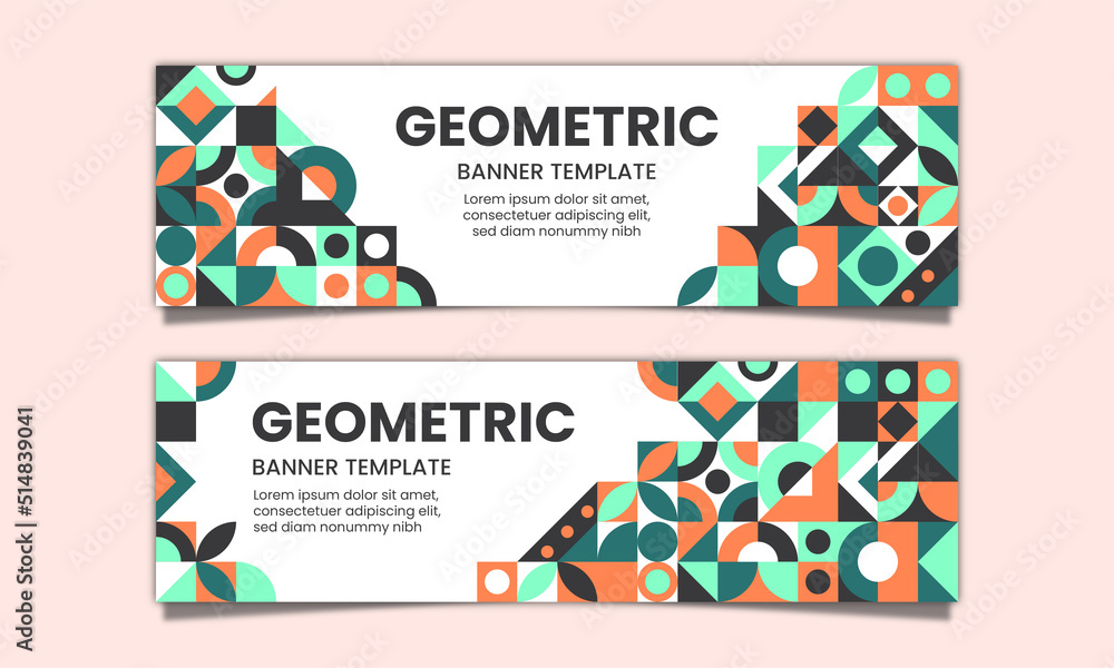 Geometric flat mosaic horizontal banners template design editable Geometric flat mosaic horizontal banners template design editable