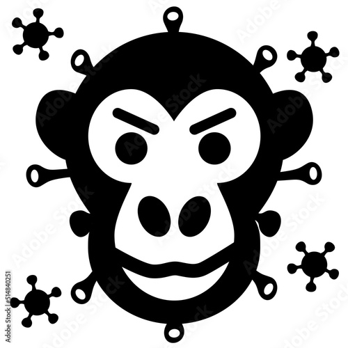 Monkeypox virus outbreak icon. Health monkey pox emergency. Viral dangerous smallpox infection. Medical awareness.