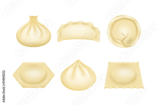 Dumplings, khinkali, ravioli, pelmeni, vareniki. Georgian, Ukrainian, Italian and oriental kitchen