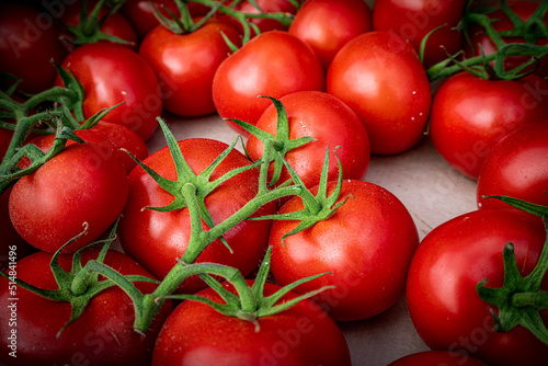 organic tomato closeup vegetable background Top view