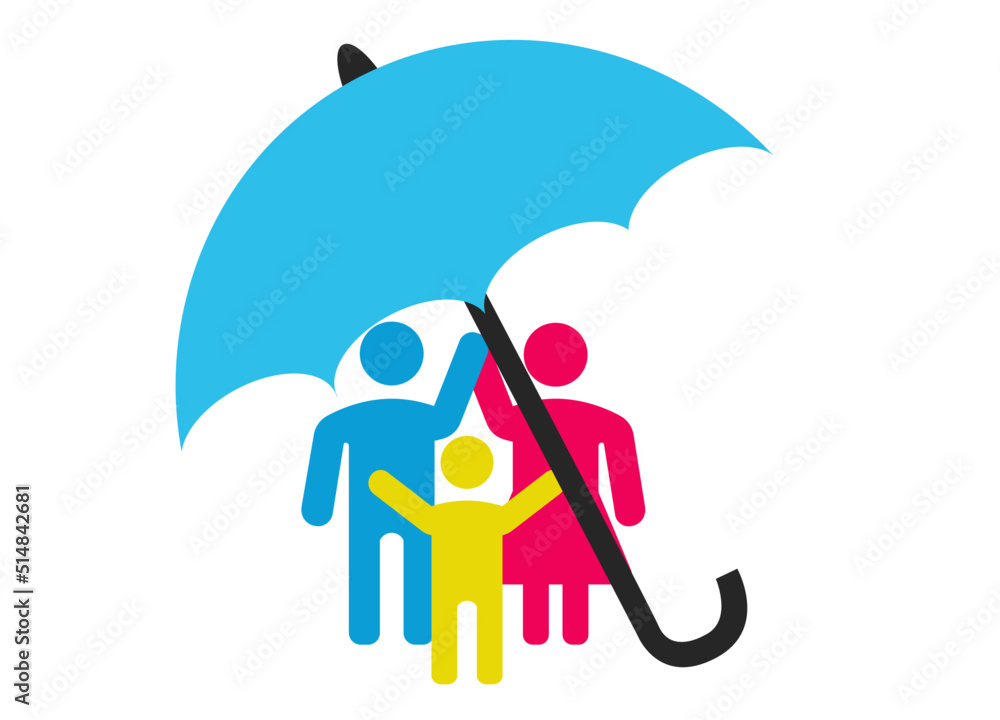 family standing under umbrella.
family insurance idea concept. family standing under umbrella.
family insurance idea concept.