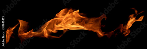 Fotografia, Obraz isolated on black orange fire line