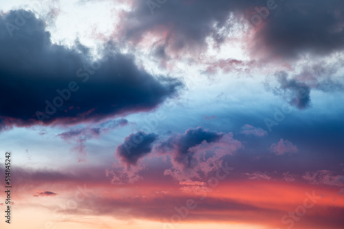 Clouds in the sky in the colors of the flag of Russia