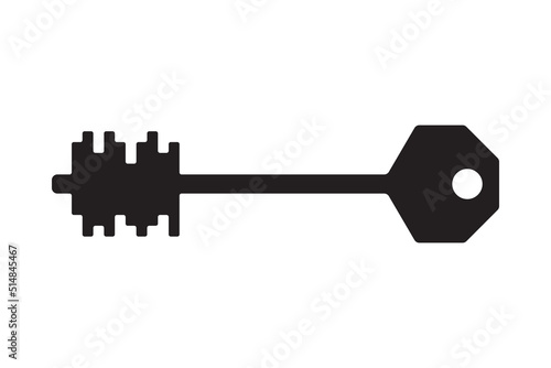 Key icon for lock and open door in house. Safety and security protection symbol.