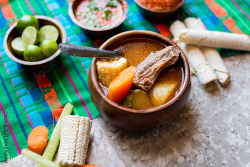 Platillo de comida mexicana, caldo de res. photo