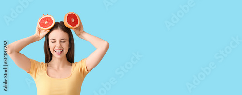 Funny young woman with juic...