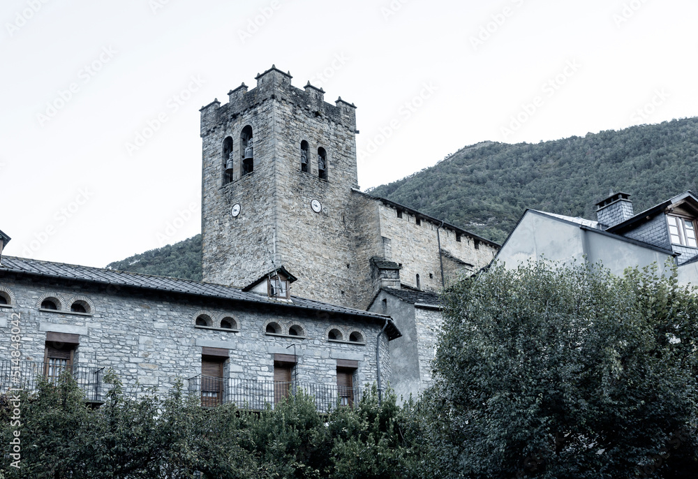 Parish Church of San Pedro in Broto (Brotto) village, Sobrarbe region, province of Huesca, Aragon, Spain