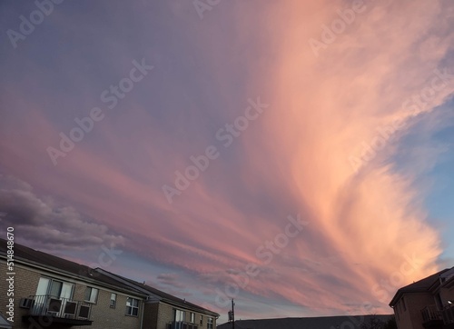 evening sky with volcano effect clouds, sky color 
