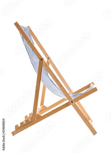 Wooden deck chair on white background © Pixel-Shot