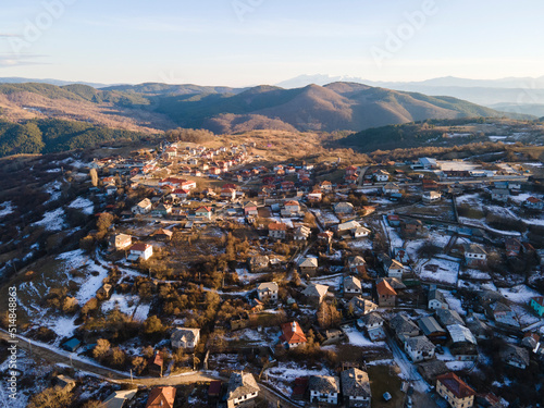 Aerial view of Village of Dolen, Blagoevgrad Region, Bulgaria photo