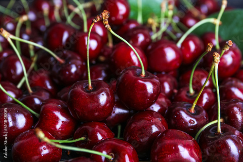 Heap of tasty ripe cherry, closeup