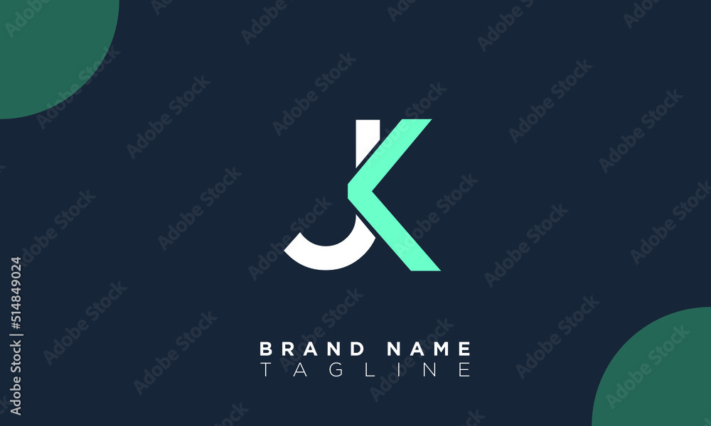 Alphabet letters Initials Monogram logo JK, KJ, J and K Stock Vector