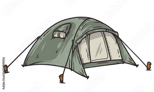 Tent for outside camping adventure. Camping tent for forest nature explore