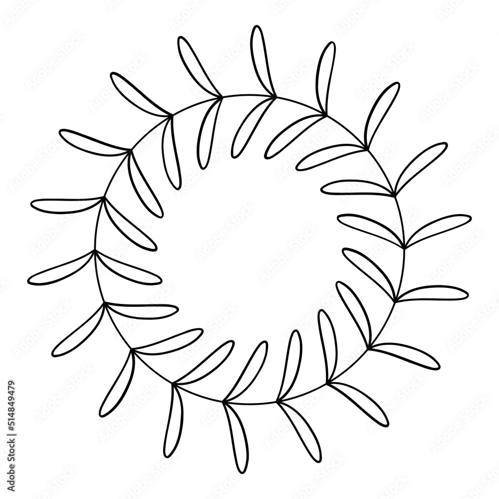 Obraz premium Leaves circle frame isolated on white background