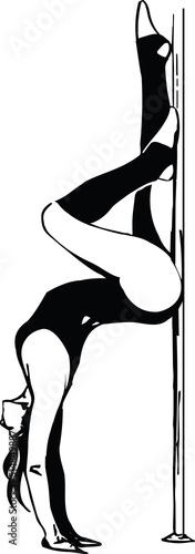 Sketch of woman suspended in pole dance bar