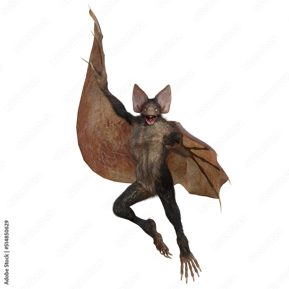 3d-illustration of an isolated creepy fantasy werebat 3d-illustration of an isolated creepy fantasy werebat